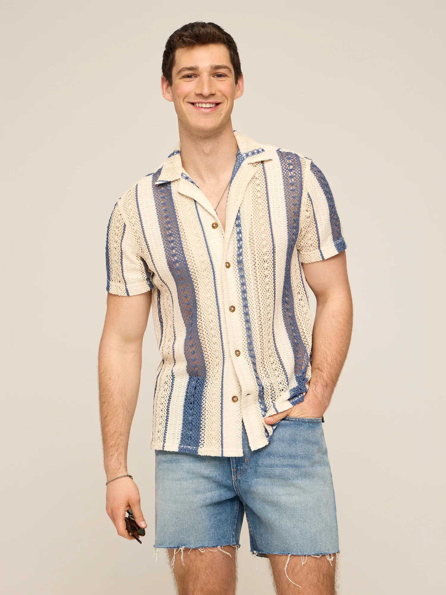 The Calm Seas (Crochet Sunday Shirt) - Cream/Navy (CQS) - Image 2