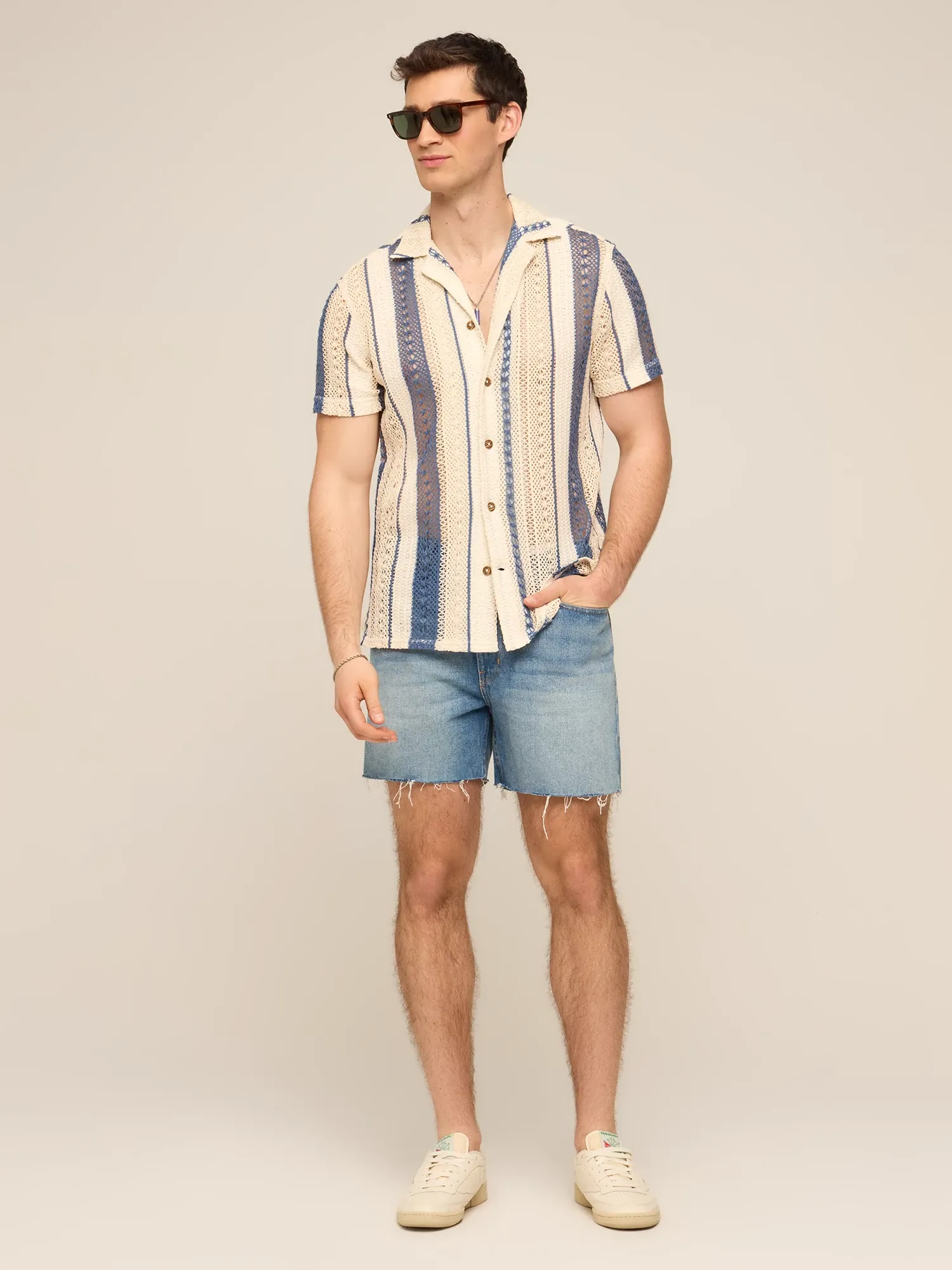 The Calm Seas (Crochet Sunday Shirt) - Cream/Navy (CQS) - Image 5