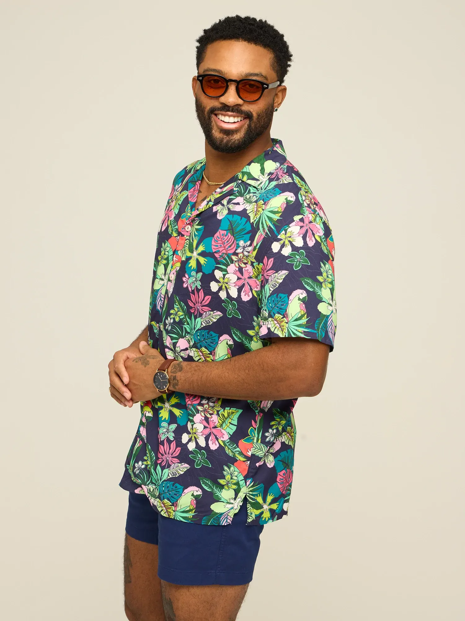 The Canopy (Rayon Sunday Shirt)- Navy - Image 3