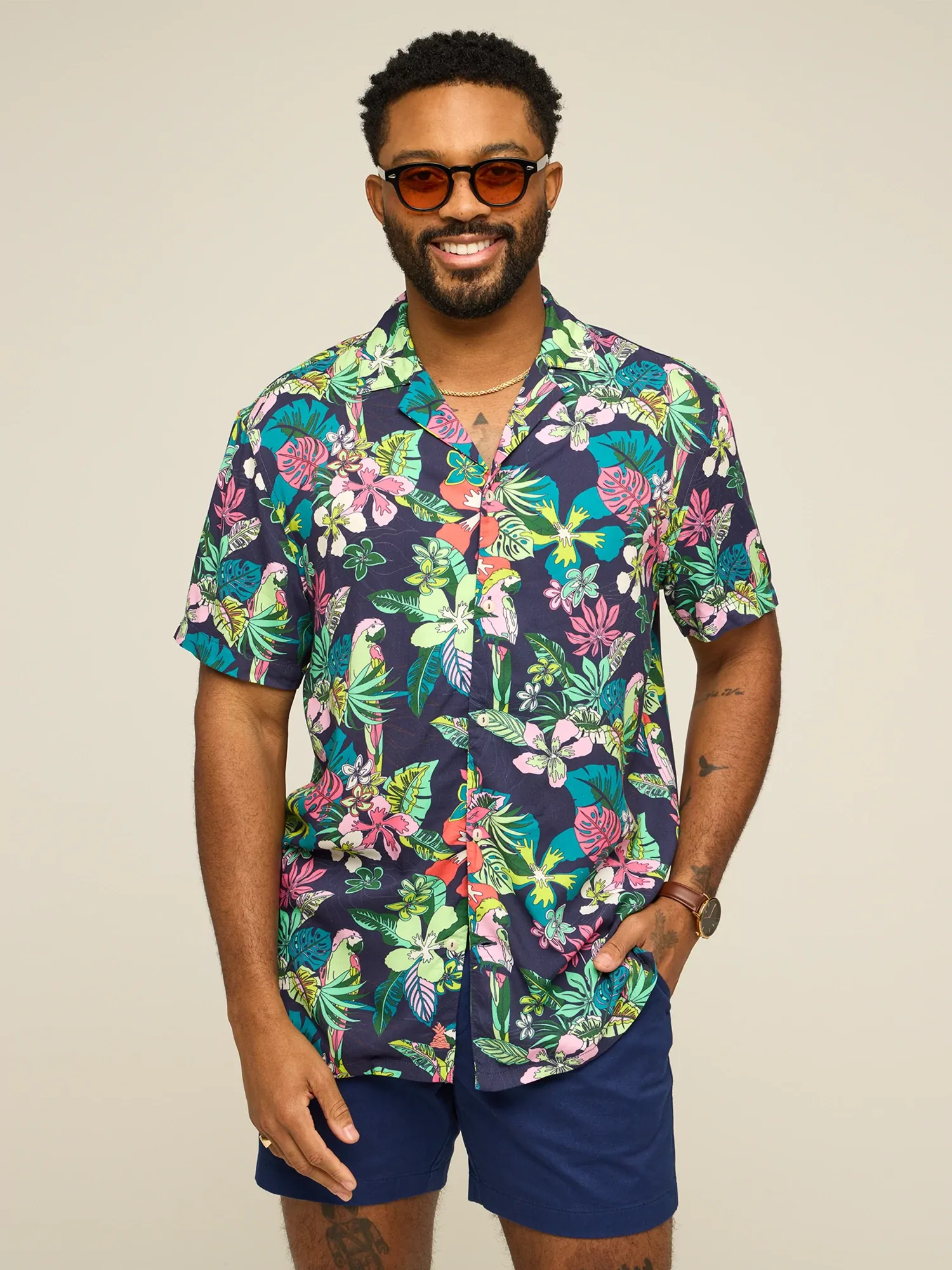 The Canopy (Rayon Sunday Shirt)- Navy - Image 4