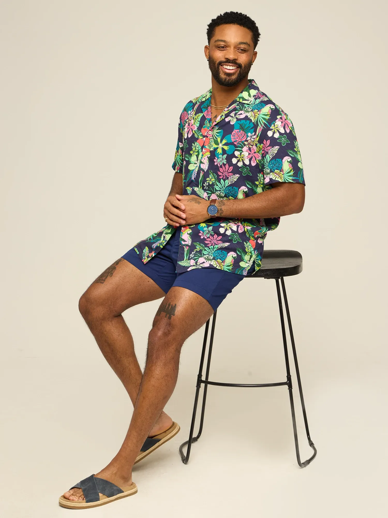 The Canopy (Rayon Sunday Shirt)- Navy - Image 5