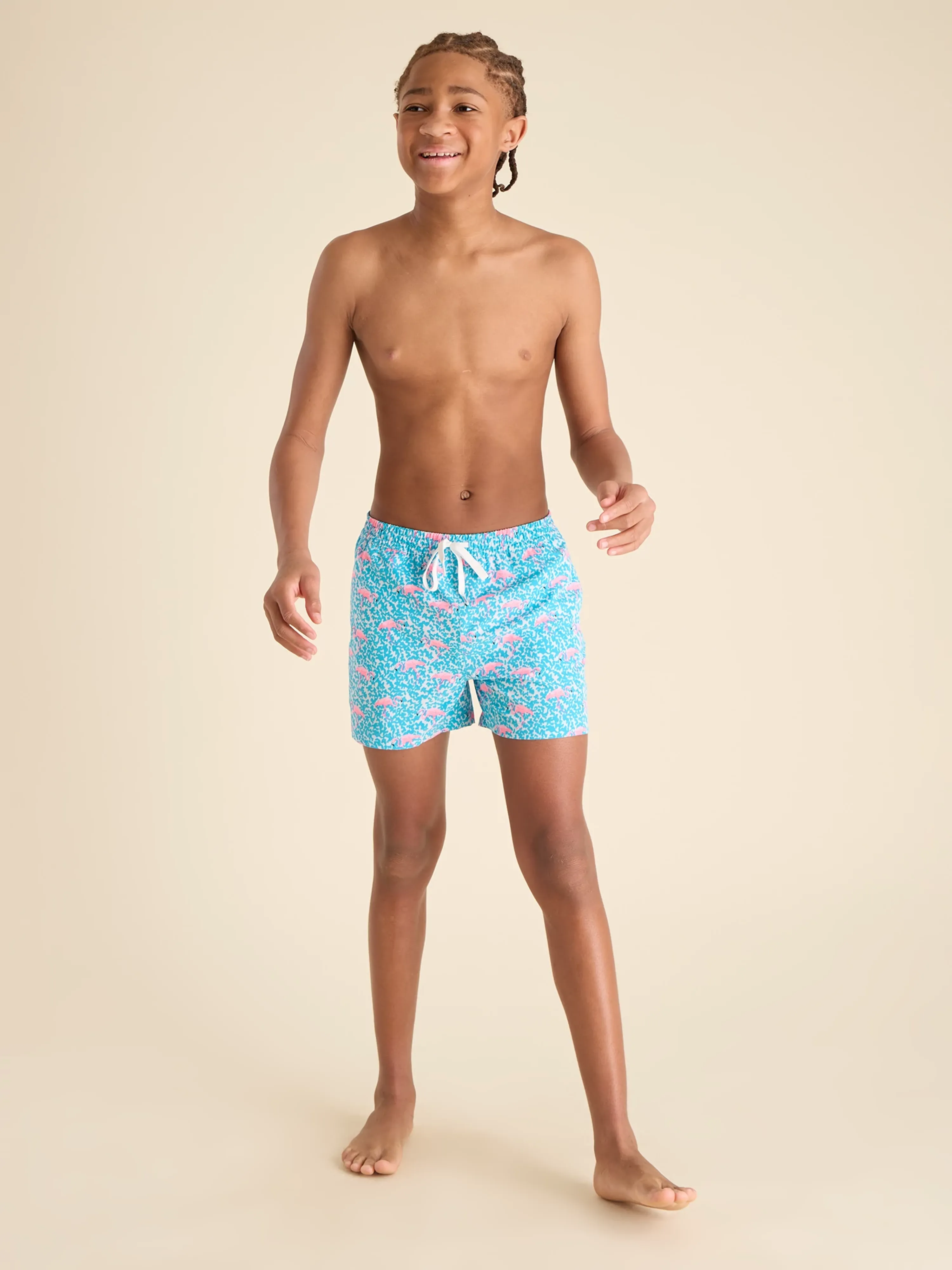 The Domingos Are For Flamingos (Boys Lined Classic Swim Trunk- Shorter) - Image 5
