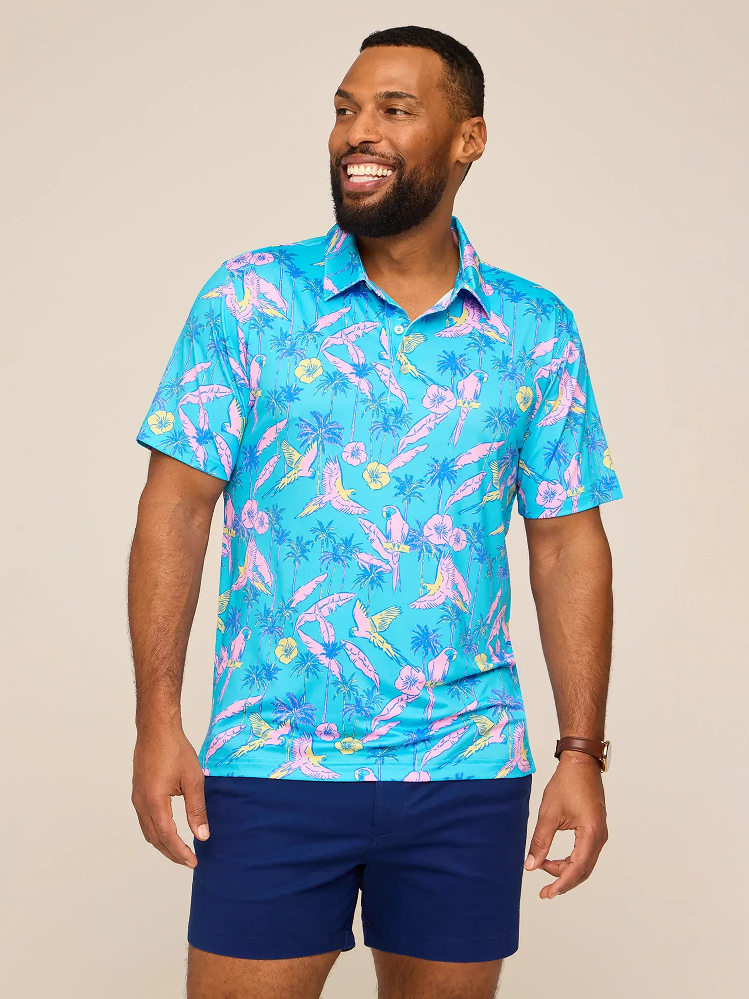 The Flock Party (Performance Polo)- Turquoise - Image 2