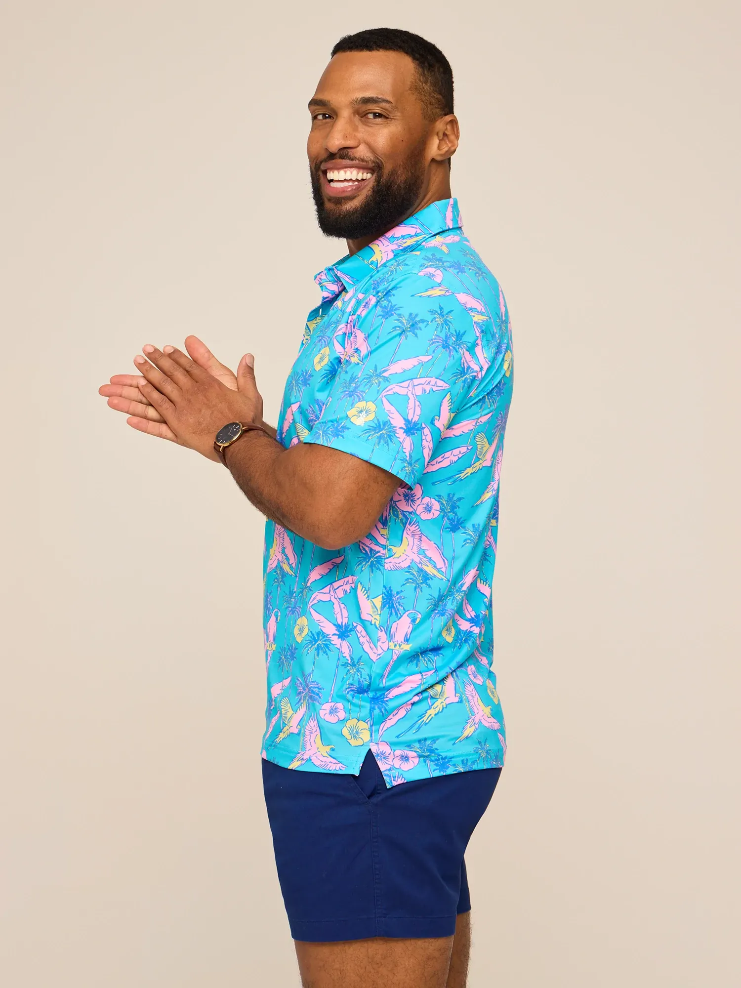 The Flock Party (Performance Polo)- Turquoise - Image 4