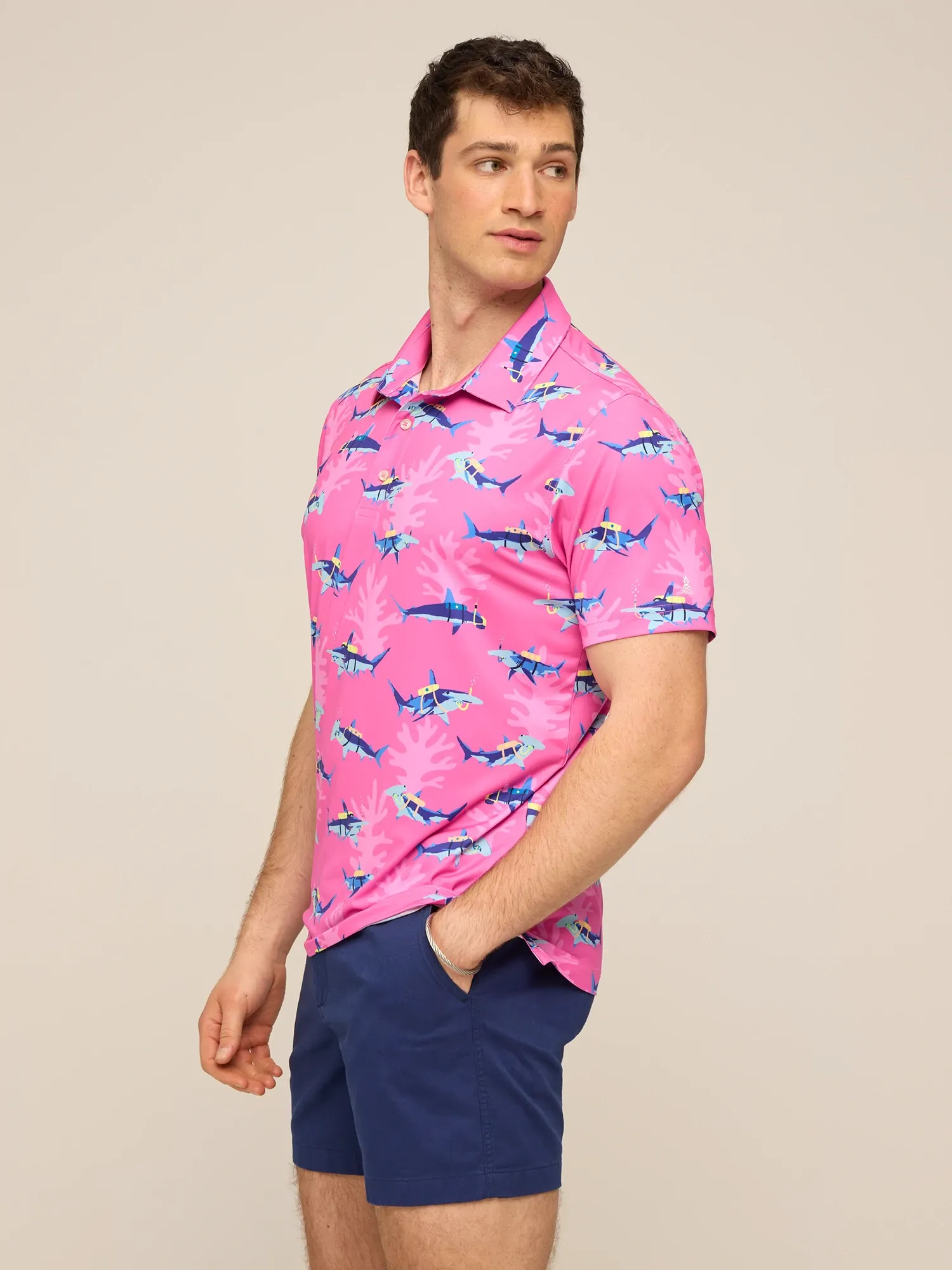 The Great Pink Shark (Performance Polo) - Image 3