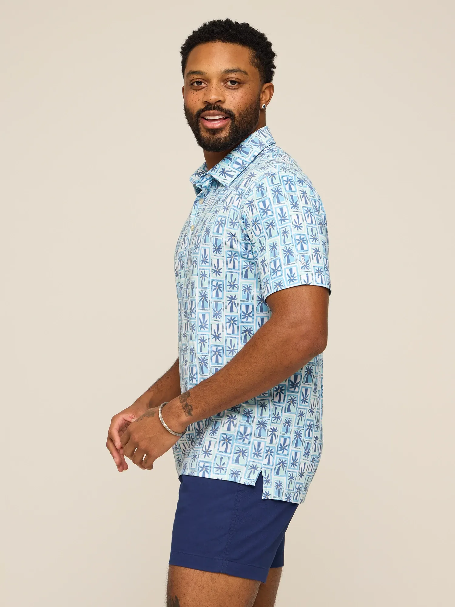 The Miami Mosaic (Performance Polo)- Blue - Image 3