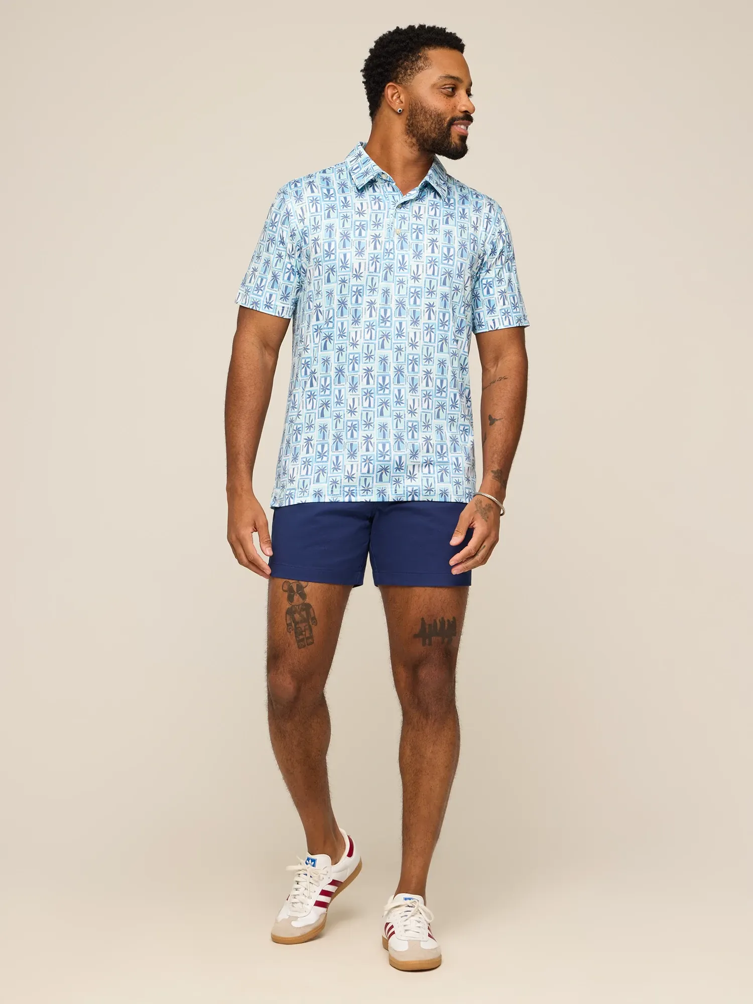 The Miami Mosaic (Performance Polo)- Blue - Image 4