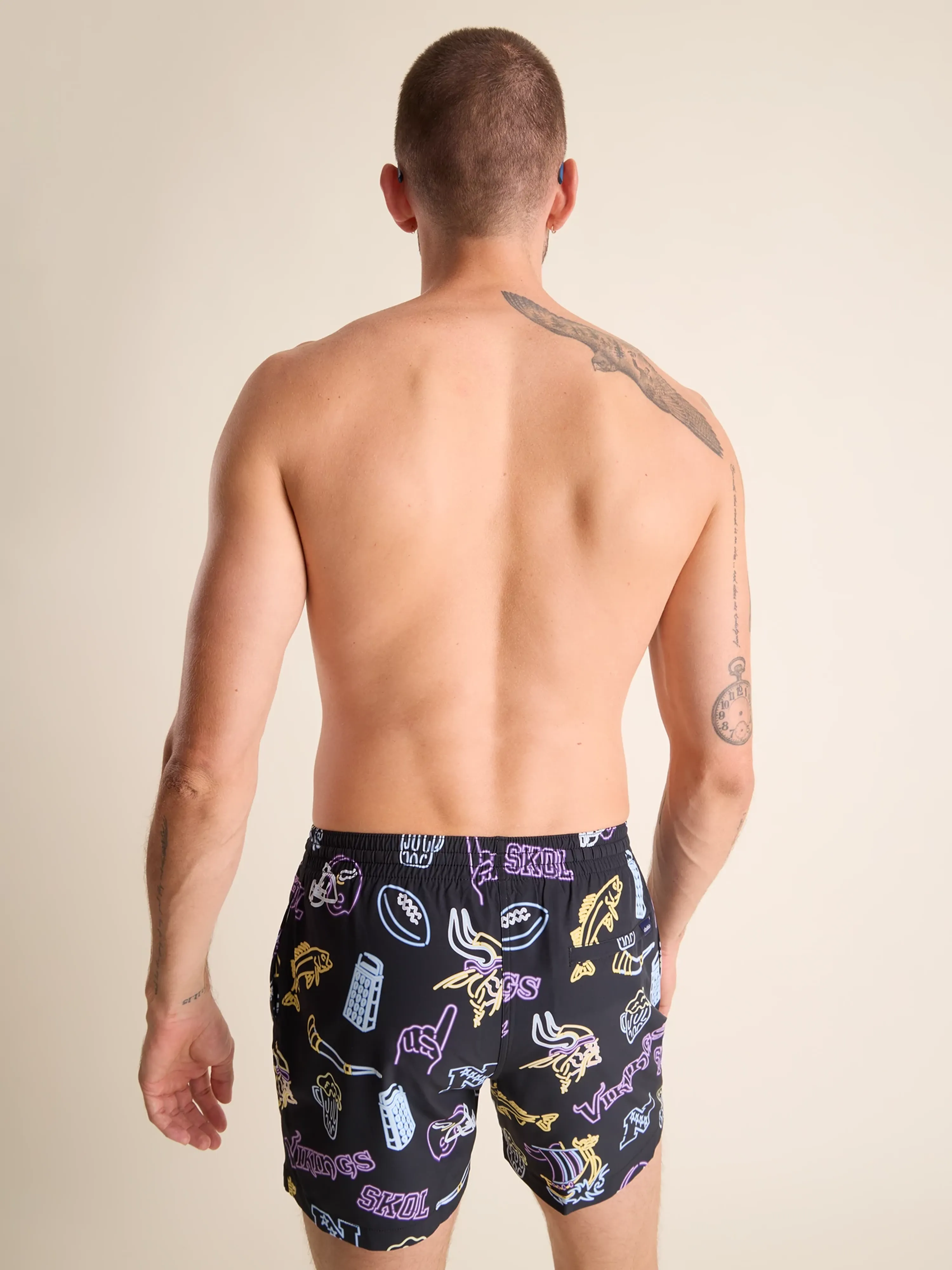 Chubbies The Neon Vikings 5.5" Inseam for Men Polyester/Spandex Swim Trunks with Boxer Brief Mesh Liner - Image 5