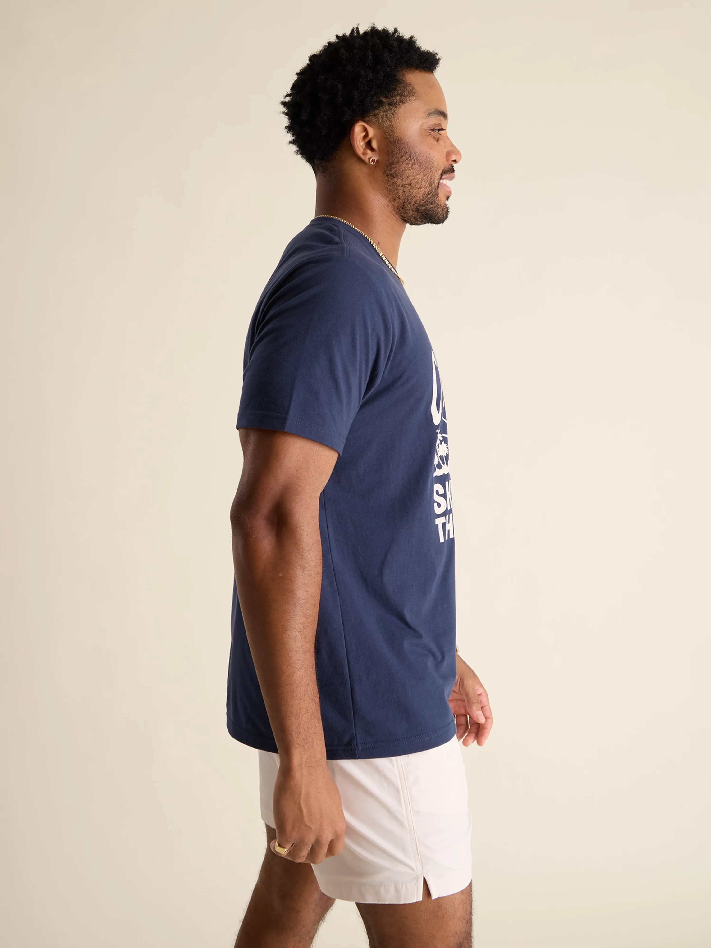 The No Brainer (Non Pocket Graphic T-Shirt) - Navy - Image 3