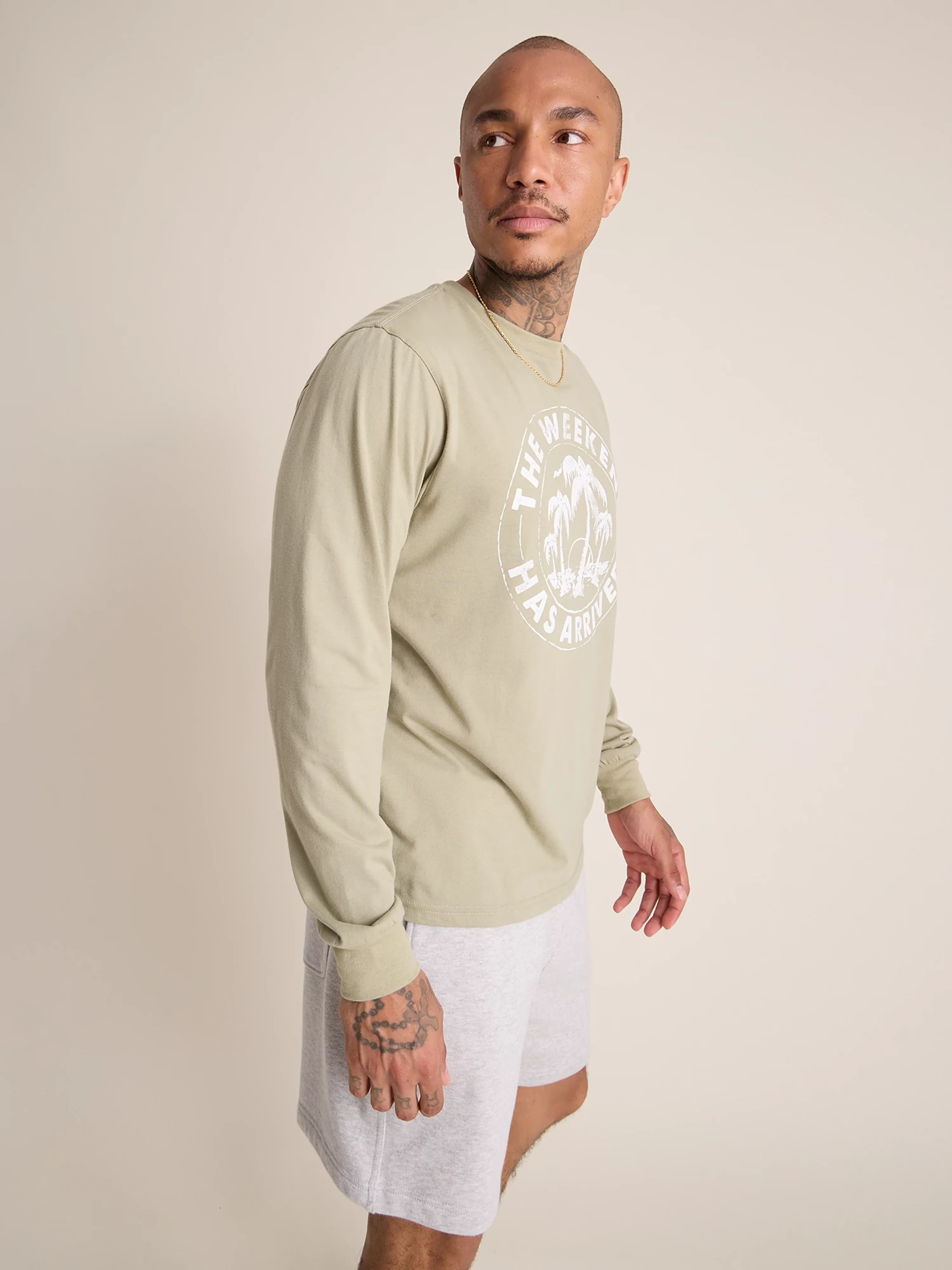 The Relaxer (L/S Non Pocket T-Shirt) - Olive Green - Image 3