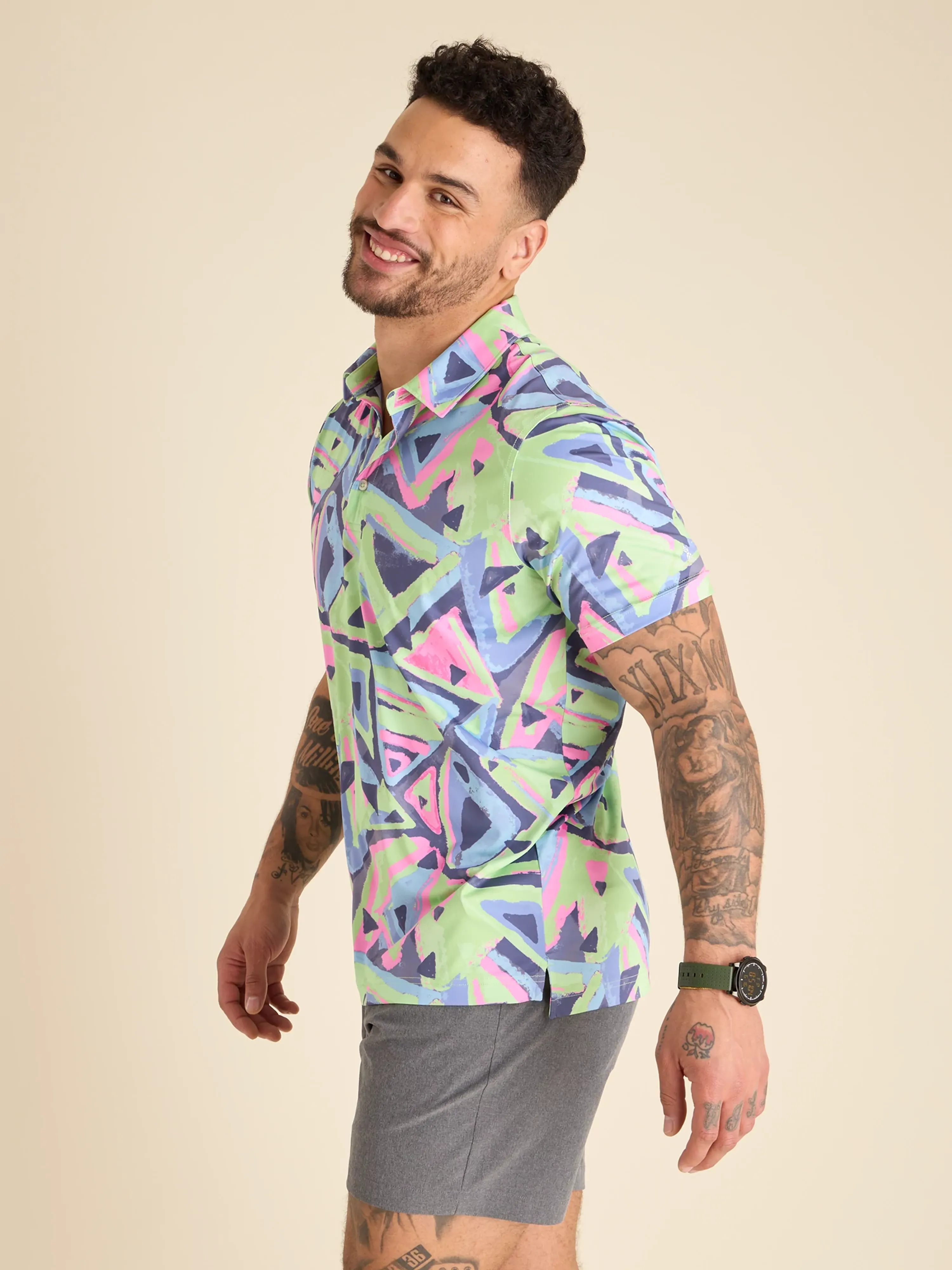 The Retro Exploding Nacho (Performance Polo) - Green - Image 4