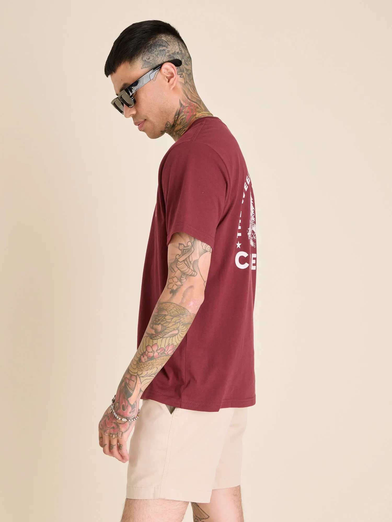 The Rough n' Tumble (Non Pocket Graphic Tee) - Burgundy - Image 3