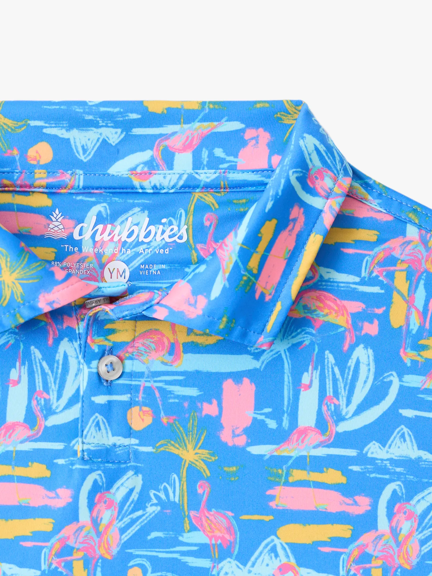 The Single & Ready To Flamingle (Boys Performance Polo)- Blue - Image 2