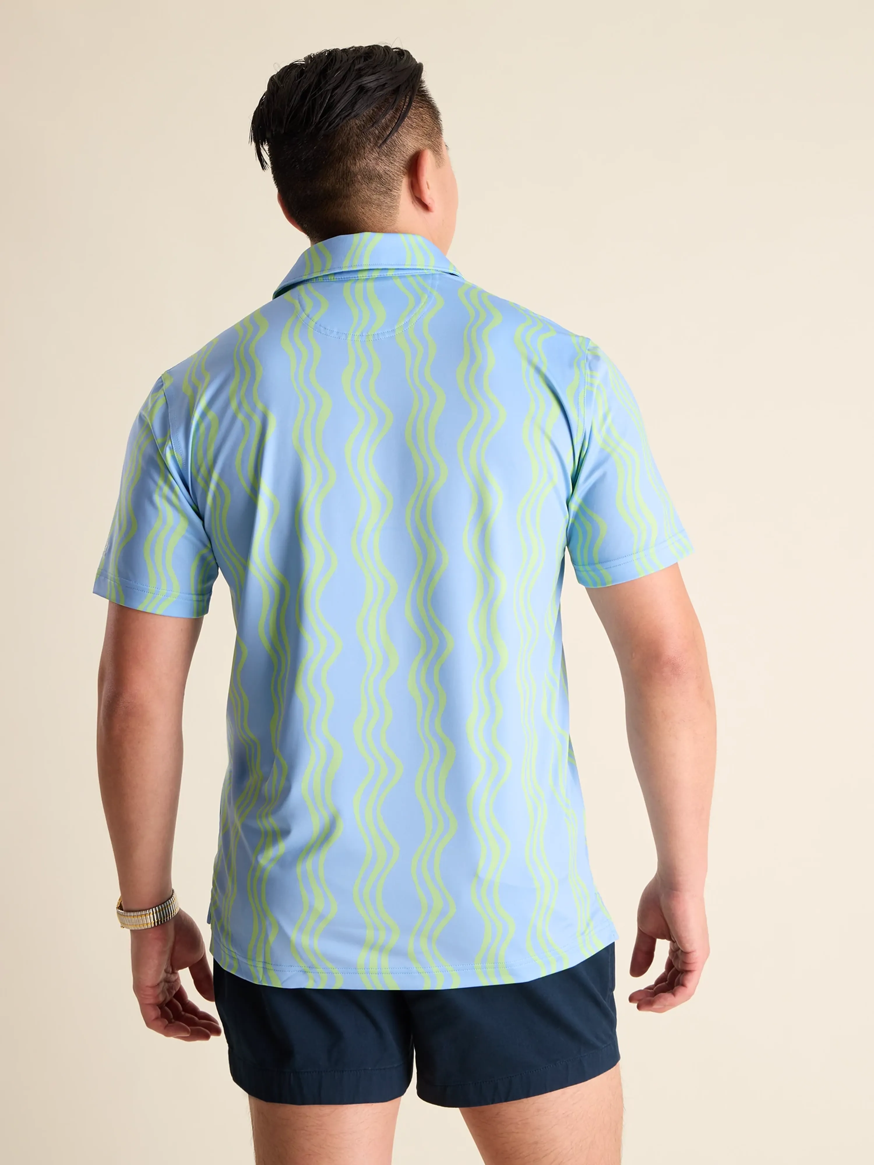 The Wavy Daze (Performance Polo) - Blue/Green - Image 2