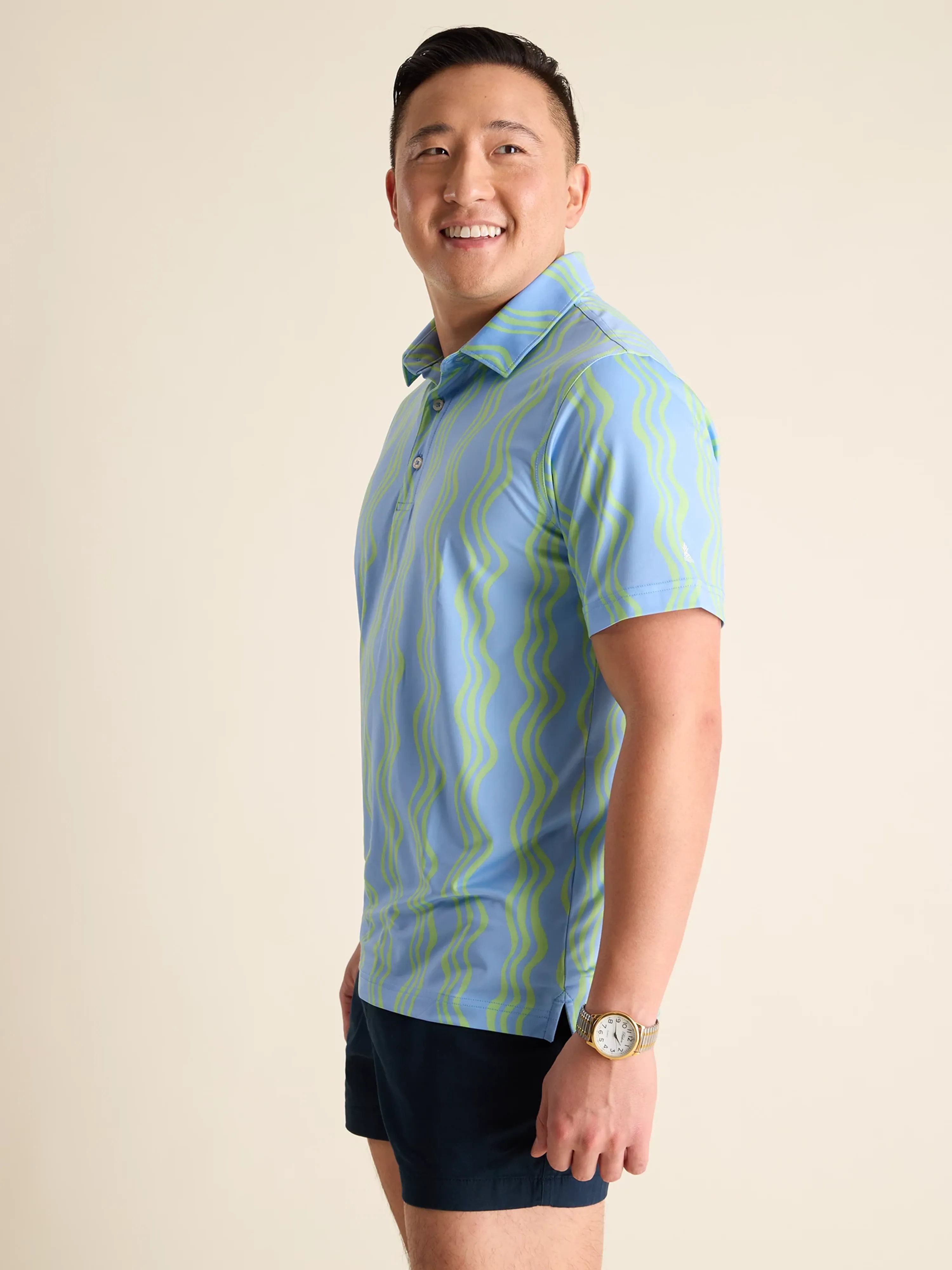 The Wavy Daze (Performance Polo) - Blue/Green - Image 3
