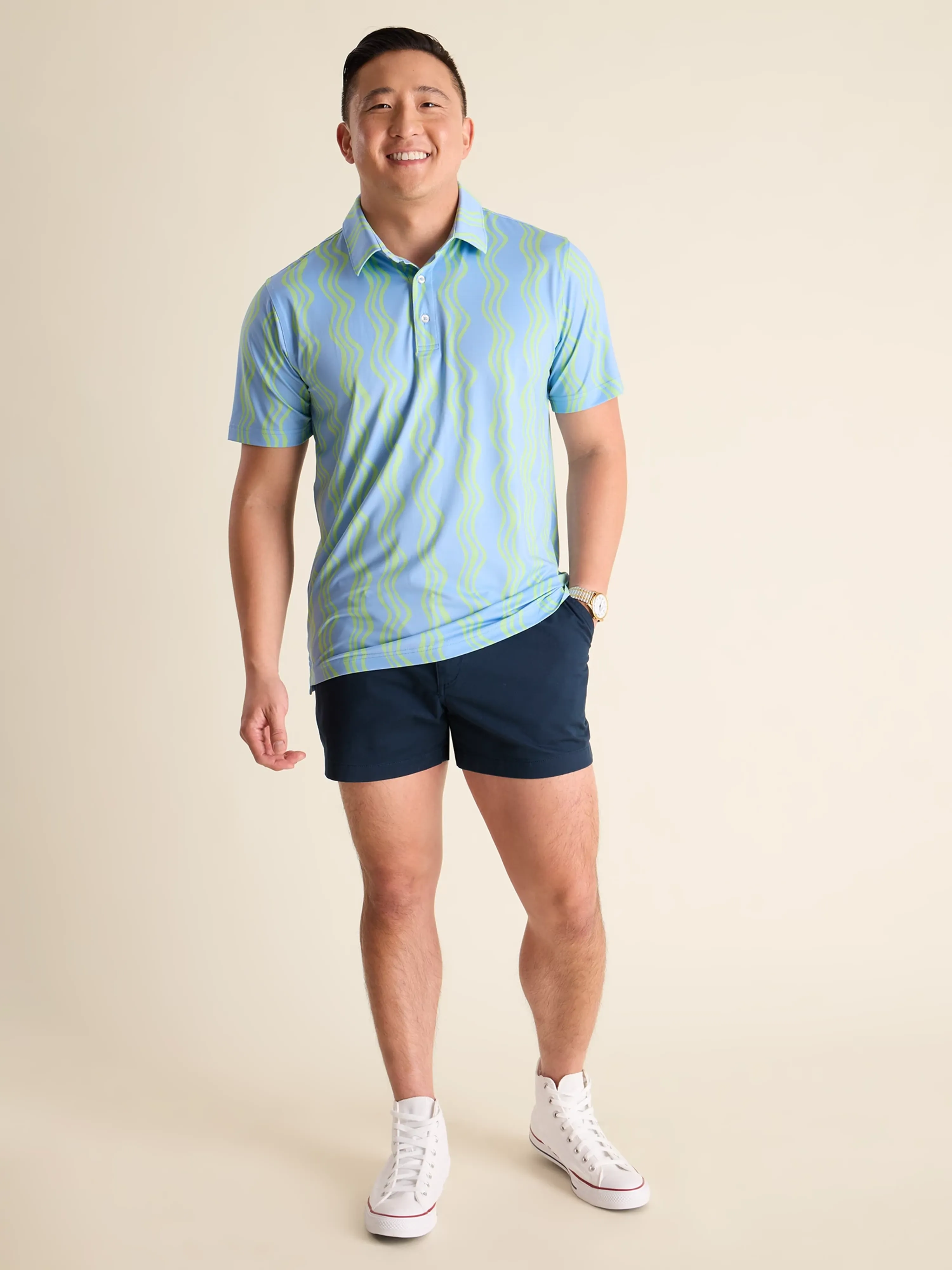 The Wavy Daze (Performance Polo) - Blue/Green - Image 4